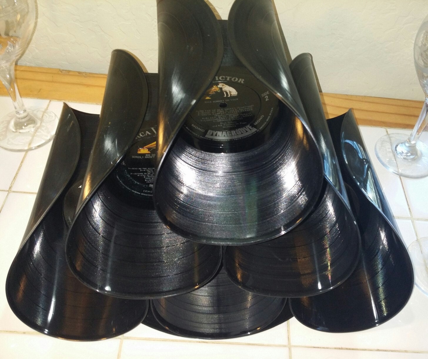 Vinyl Record Wine Rack / Bottle Holder Liquor by RepurposedVinyl