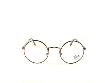 Vintage Eye Glasses Frames Luxottica mod. 1152, John Lennon Round metal Black Made in Italy Anni '90