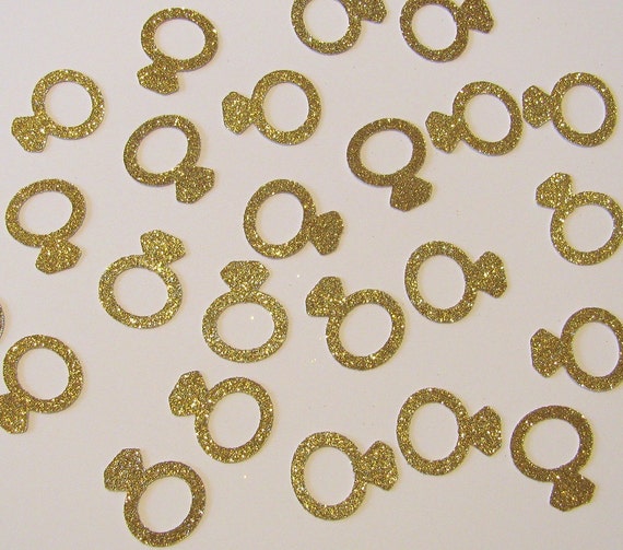 Gold Glitter Paper Engagement Rings Ring Confetti by Cloud9Whimsy