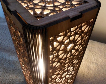Zellij Design Lamp - Moroccan Motif Laser Cut Accent Lamp