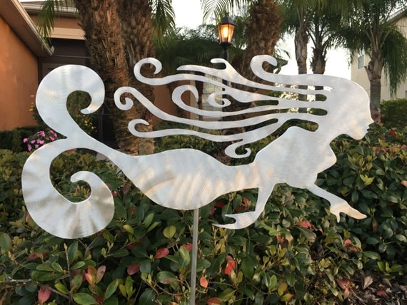 Metal Mermaid yard stake yard art for home or garden Metal Mermaid yard stake yard art for home or garden