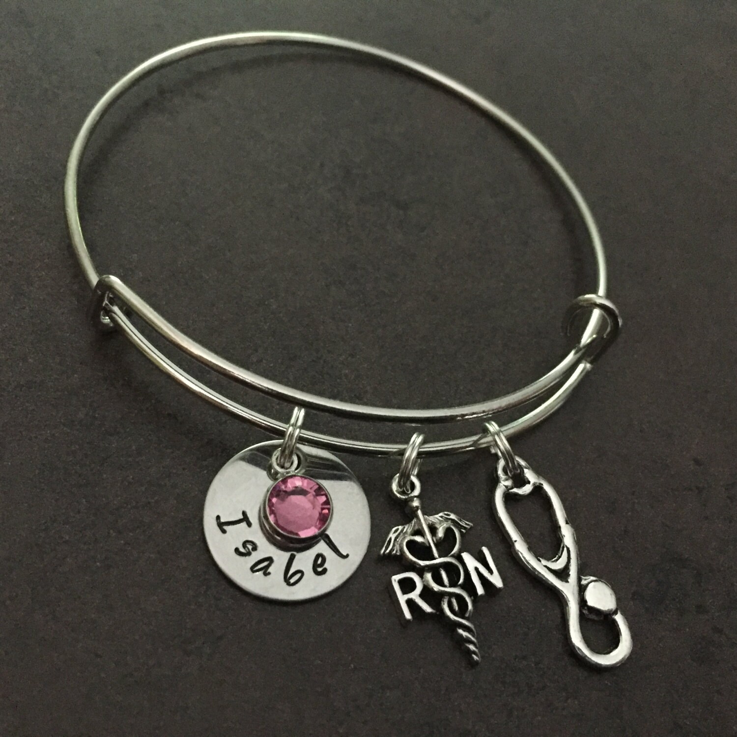 RN Registered Nurse Charm Bracelet Stethoscope Charm