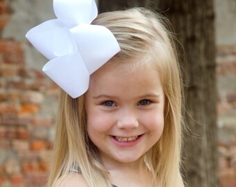 White XL Hair Bow, Extra Large White Hair Bow, White Hairbow, White Boutique Hair Bow, White Hair Clip, Big Hair Bow, Big White Bow