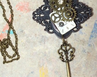 Steampunk assemblage pendant