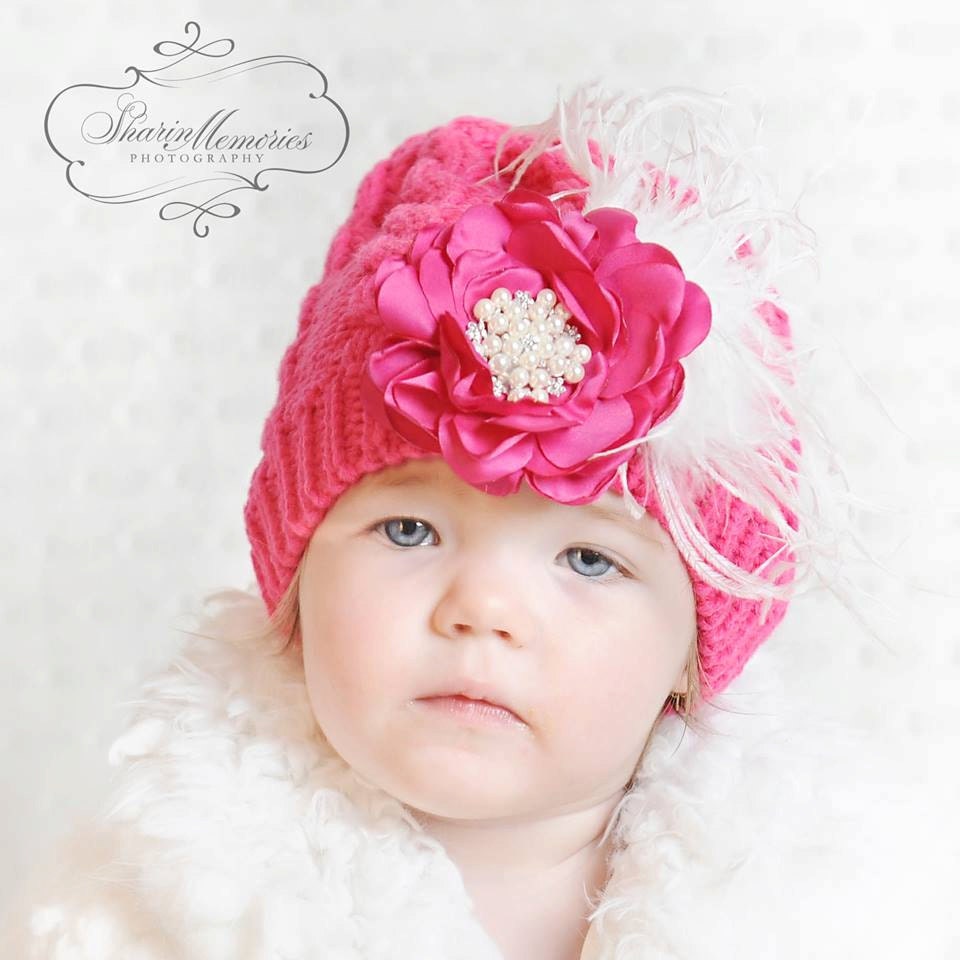 Baby Girl Knit Hats/Baby Girl Beanie/Newborn Girl Hat/Baby