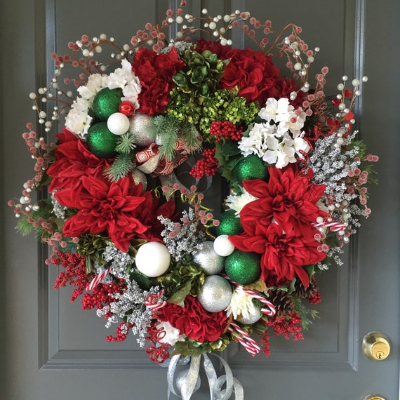 Holiday Front Door Wreath Holiday Bling Wreath by AndtheBLOOM