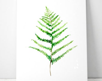 Fern Watercolor Painting - Giclee Print - green Wall Decor - fern Art - illustration - zen art - fern painting green decoration