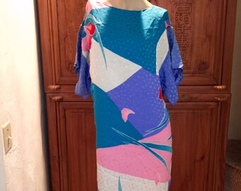 Designer Flora Kung Silk Artist Asian Shift Shirt Avant Garde Vogue Dress