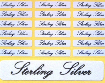 130 x Self Adhesive Jewellery Labels For Sterling Silver ~ 30mm x 5mm