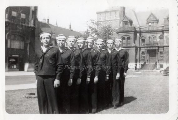 Vintage Snapshot Photo WWII Navy Sailors