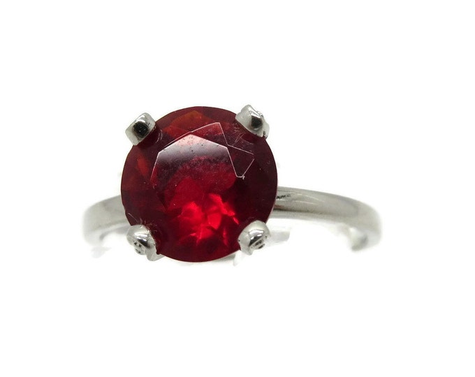 Vintage Red Garnet Sterling Silver Ring, Size 7