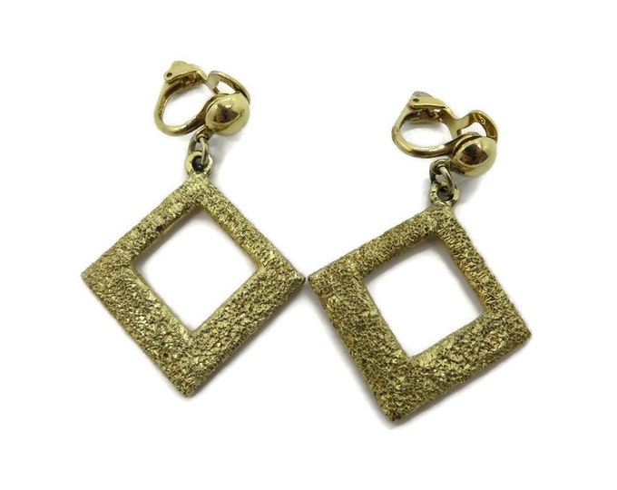 Vintage Coro Dangling Glitter Earrings, Gold Tone Glitter Clip-ons