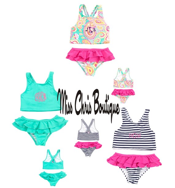 Kids Swimwear Monogram Swim suit Kids by MissChrisBoutique on Etsy