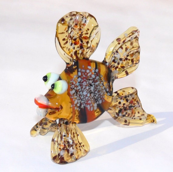 Lampwork Glass Art Murano Glass Fish Standing figurine