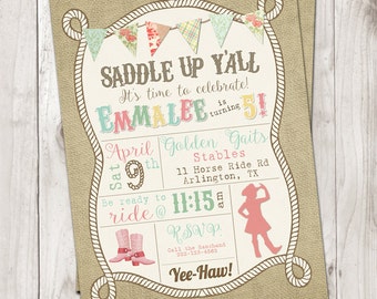 Saddle Up Cowgirl Birthday Invitation