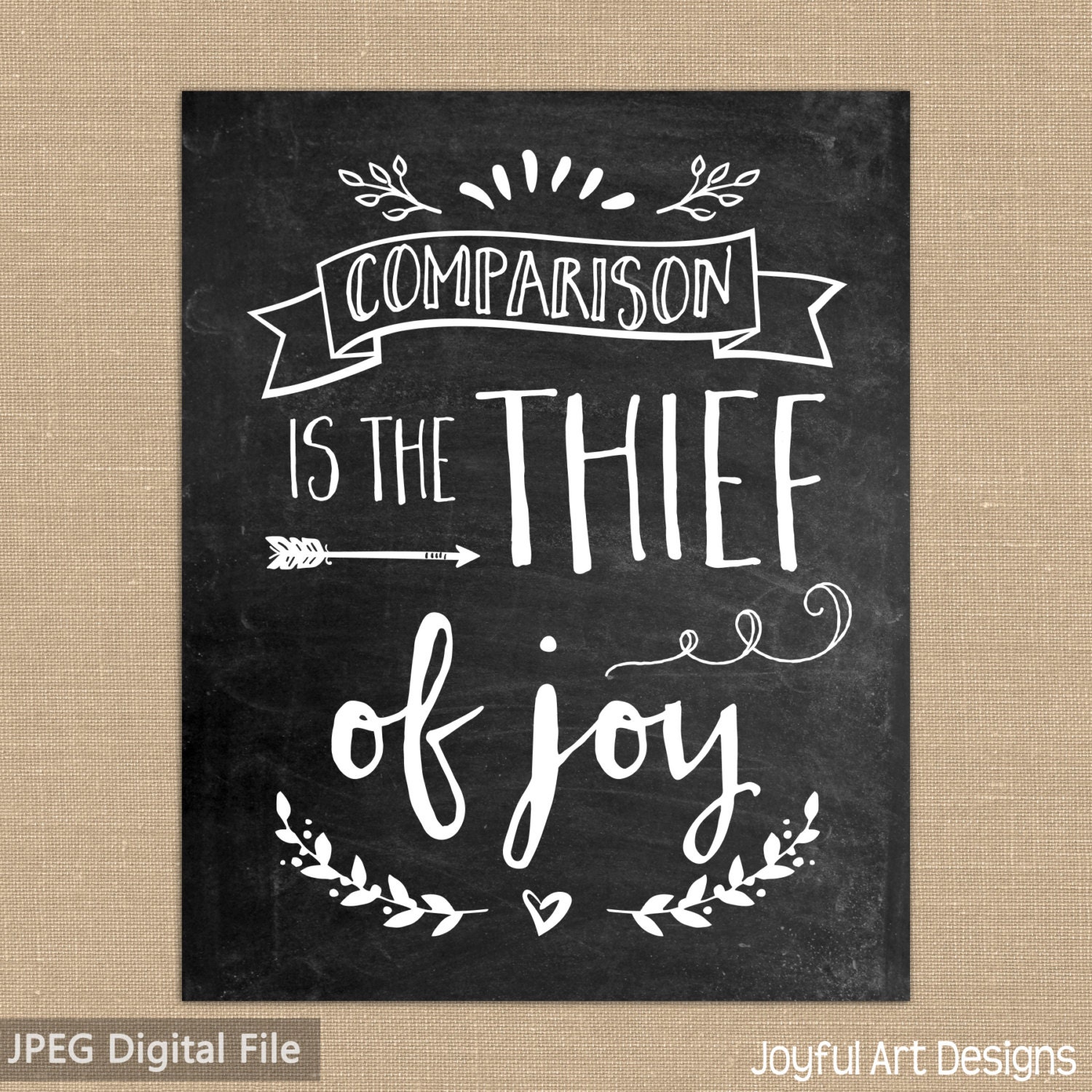 Comparison is the Thief of Joy PRINTABLE Chalkboard sign.