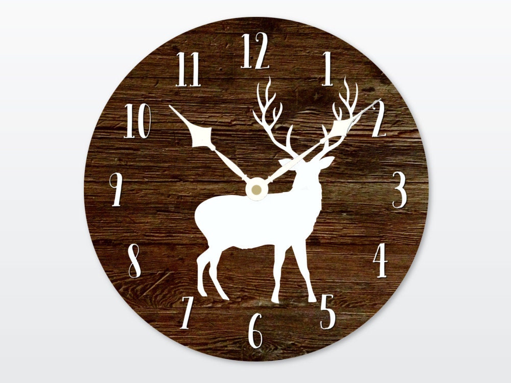 Deer Wall Clock Rustic Woodland Nursery Wall Decor