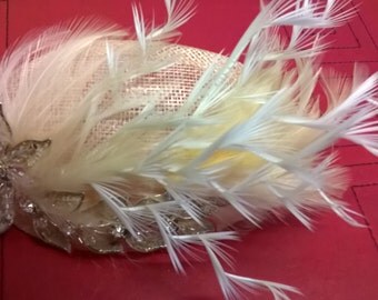 Peach and ivory fascinator