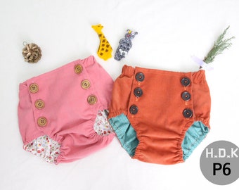 kid's sewing pattern pdf, Retro Baby Toddler bloomer, bloomer with 6buttons, kids bloomer, baby bloomer, sizes New born to 24month