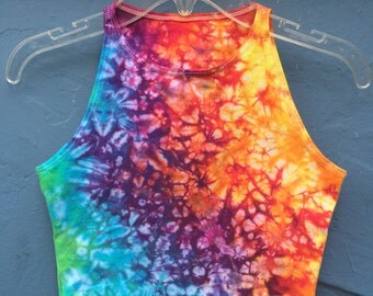 Rainbow Bright Galaxy Tie Dye Crop Top Hippie Dance Festival