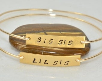 Personalized Bangle Bracelet,1-3 Big Little Sorority Bangle Bracelet,Gold Bar Bracelet,Sister Gift,Big Sister Bangle,Sister Bracelet