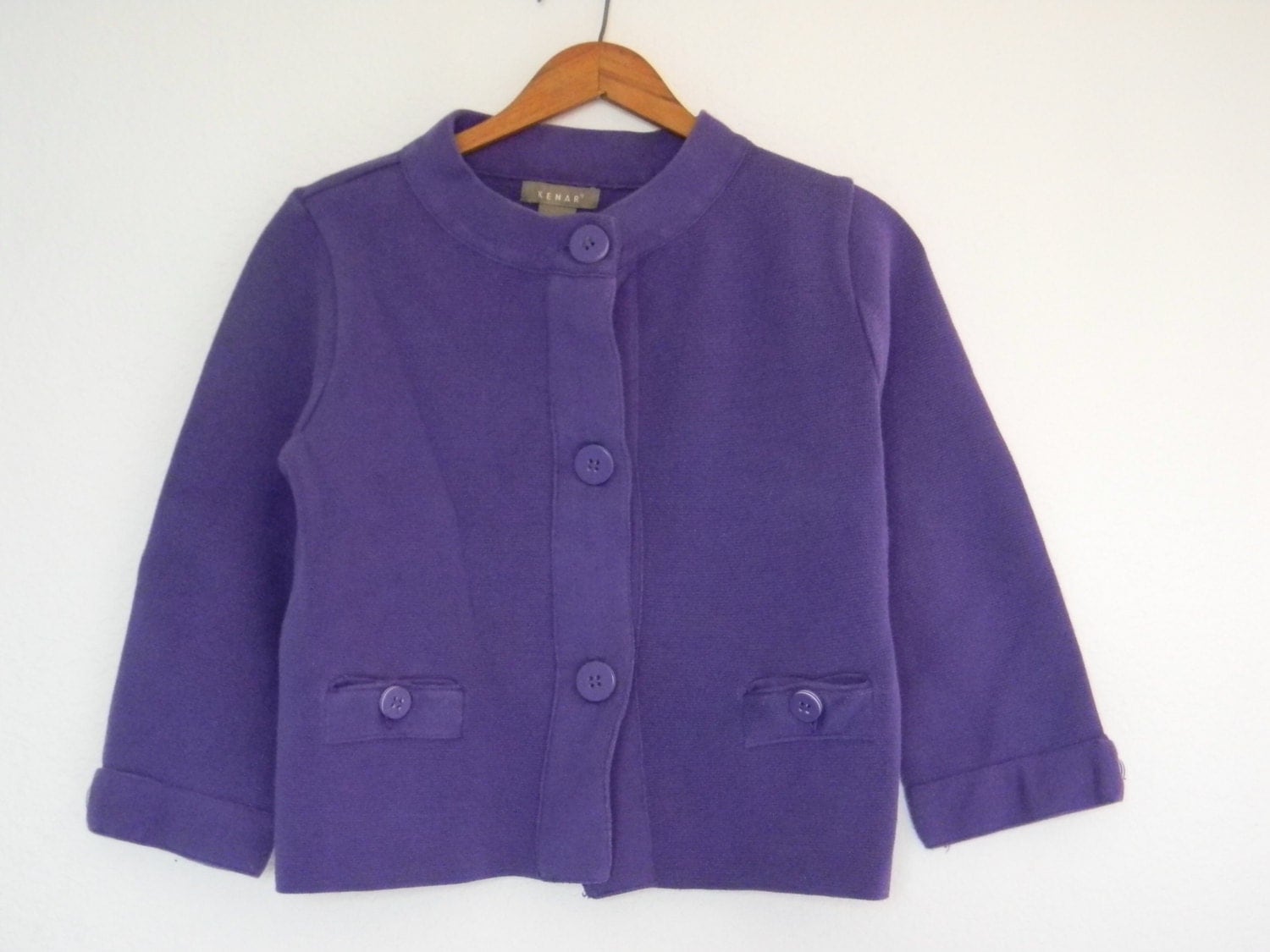 Vintage women's cropped purple cardigan long by MyPolyesterCloset