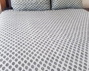 ON SALE - REJECTS Black and grey hand block printed doona/quilt/duvet cover set