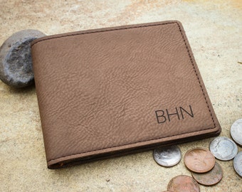 Custom Man's Wallet, Personalized Wallet, Vegan Leather Wallet - Groomsman Gift, Father's Day, Stocking Stuffer, Valentine's Gift for Him