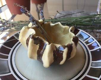 Ceramic Striped Pinch Pot