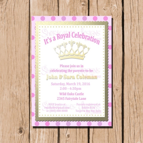 Royal Baby Shower Invitation Baby Pink & Gold Crown Girl