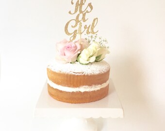 It's a Girl Gold Glitter Cake Topper / Baby Shower Gold Cake Topper Decoration