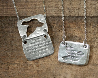 Bird Necklace, Winnie the Pooh, Braver Than You Believe, Silver necklace, Inspirational quote necklace, handmade jewelry, graduation gift