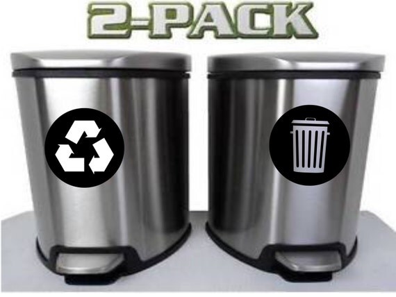 items similar to recycle and trash garbage can label vinyl