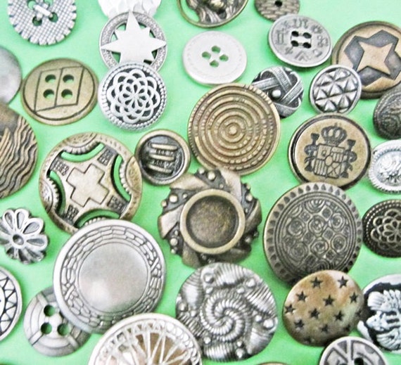 Metal buttons lot 40 assorted random mix bulk metal shank