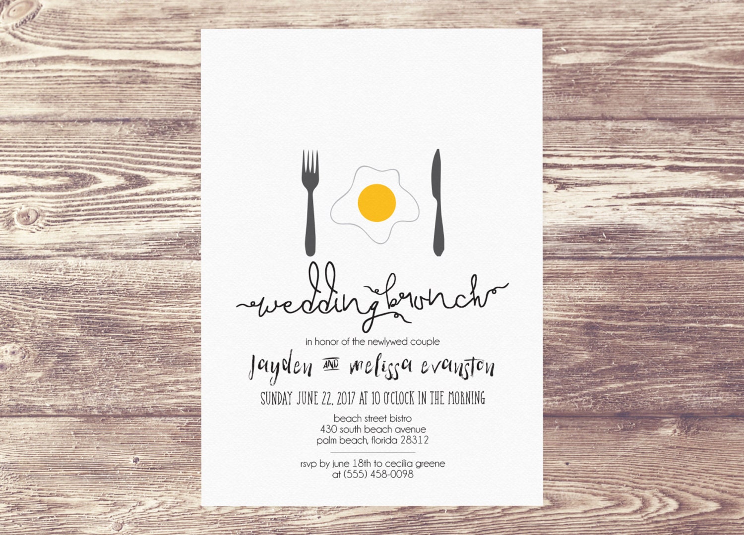 Printed Wedding Brunch Invitation Newlywed Brunch Brunch