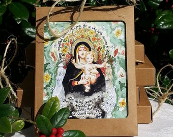 Catholic All Occasion Cards with Our Lady of the Lilies, Miraculous Medal, St Catherine Laboure, Madonna and Child, set of 8 A2 notecards