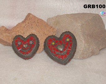 HEARTS for your GARDEN - Mosaic, Handmade Lokk Great in your Garden GRB100