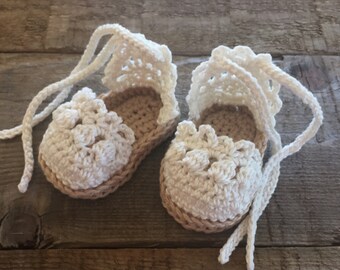 Crocheted baby espadrille sandals, baby gift, spring baby sandals, photo prop, layette, baby shoes, baby gift, sandals
