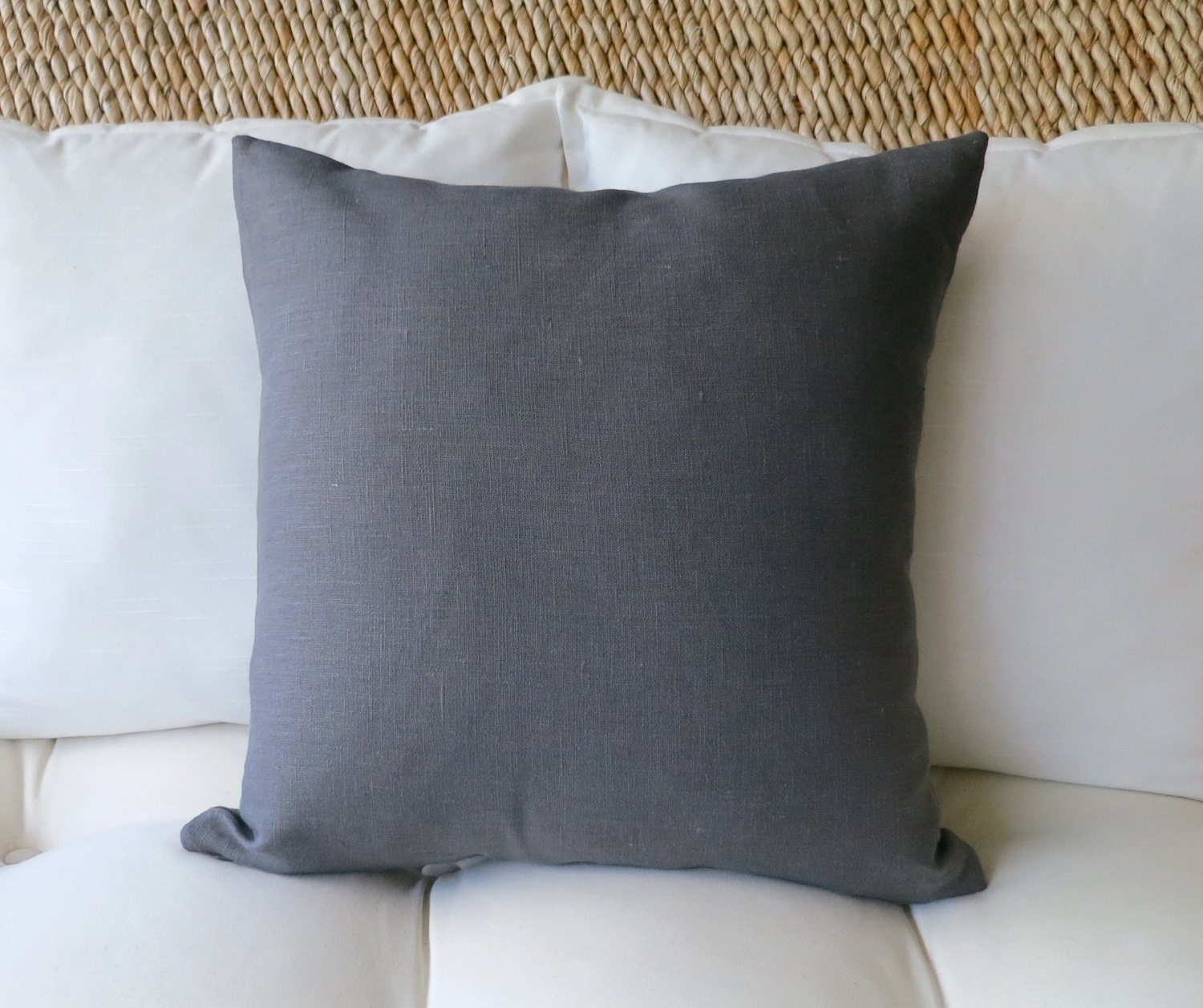 Dark Grey Linen Pillow Cover Gray Solid Pillow Cover Euro