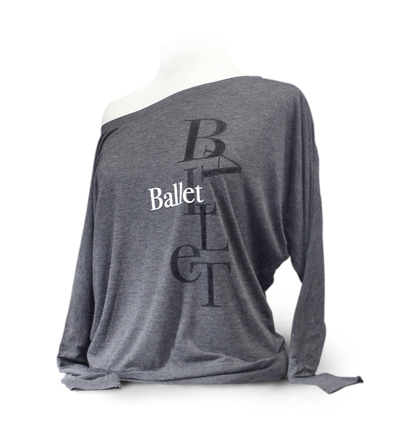 Gray Ballet Top. Upscale flowy ballet shirt for leotard
