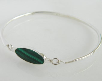 Vintage Sterling Silver Malachite Bracelet