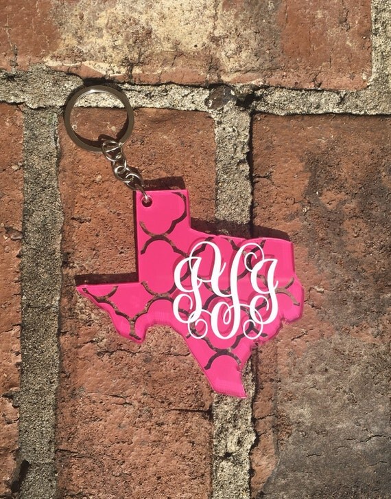 Texas Monogram Keychain Texas Acrylic Keychain