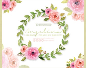 Watercolor clipart, Floral Frame PNG, wedding bouquet, arrangement, bouquet, digital paper, blue flowers, bridal shower, for blog banner
