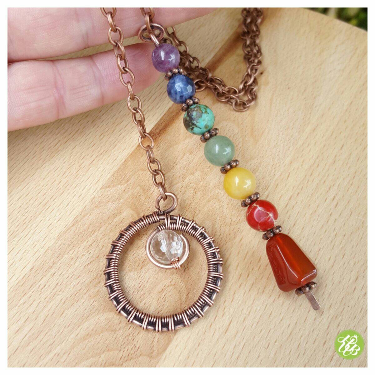 Healing chakra pendulum necklace wire wrapped chakra