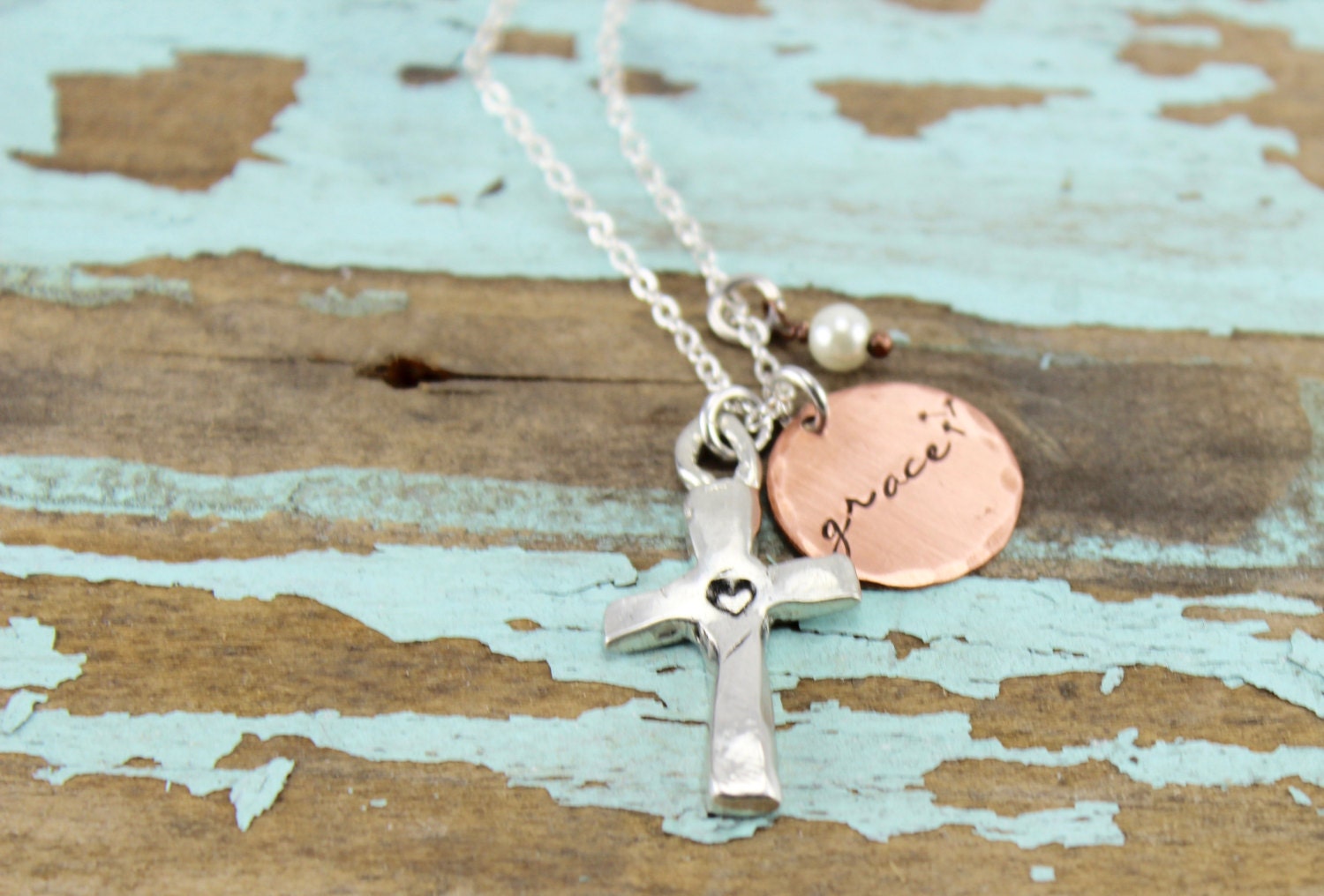 Personalized Necklace . Cross Initial Necklace Cross Necklace