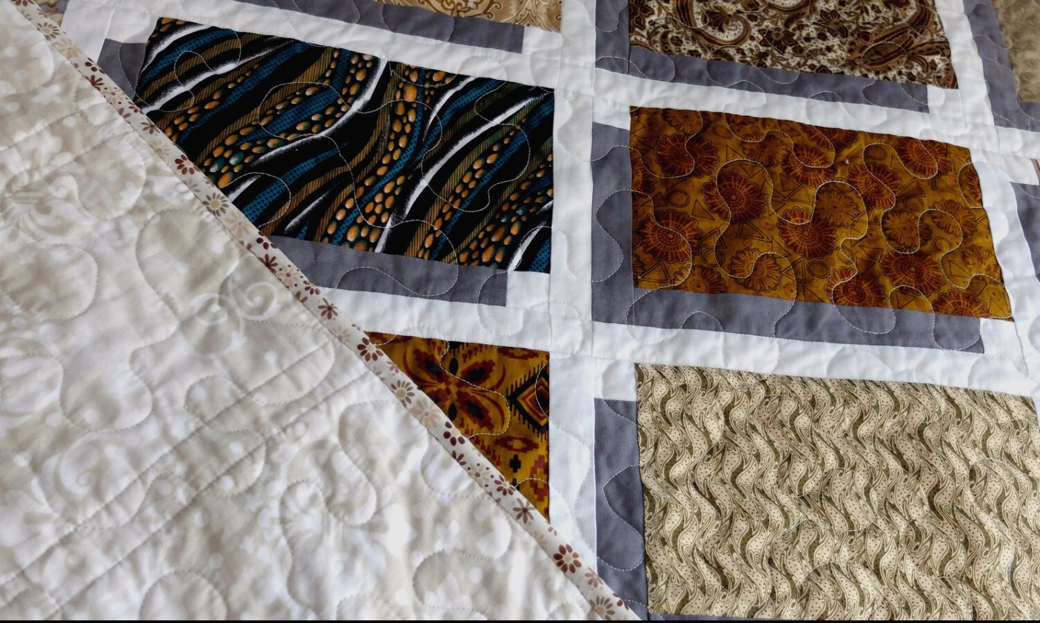 Masculine 3D floating bricks patchwork lap quilt shadow box Masculine 3D floating bricks patchwork lap quilt shadow box