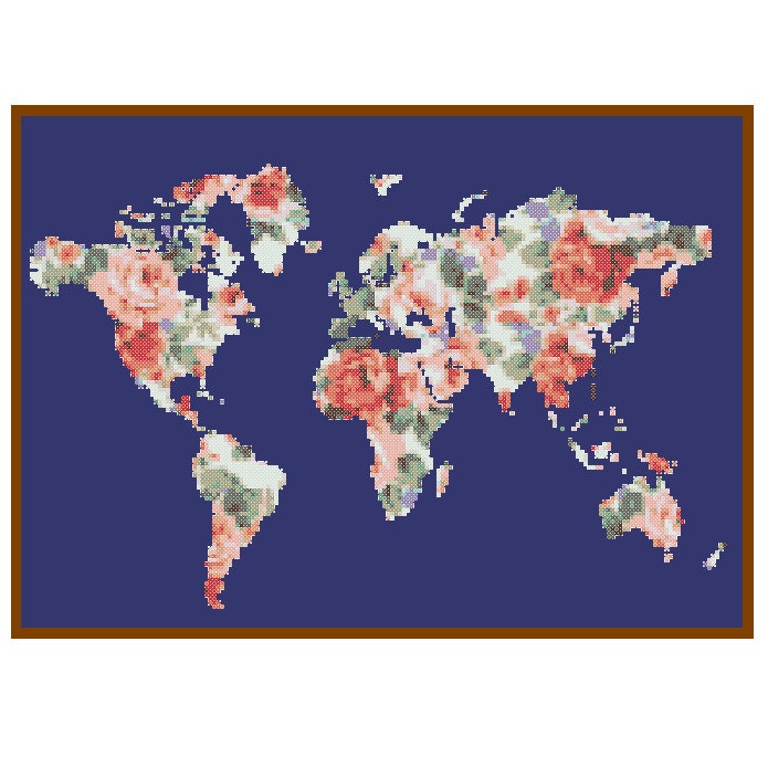 world map cross stitch pattern modern cross stitch pattern