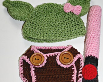 Yoda Crochet Baby Prop Costume Newborn 0-3 Months Girl