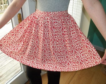 Vintage Scandinavian Folk Style Red Woodland Animal Half Apron