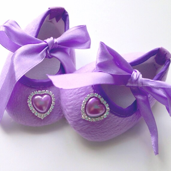 Lavender baby girl shoes baby crib shoes toddler by mintypinky
